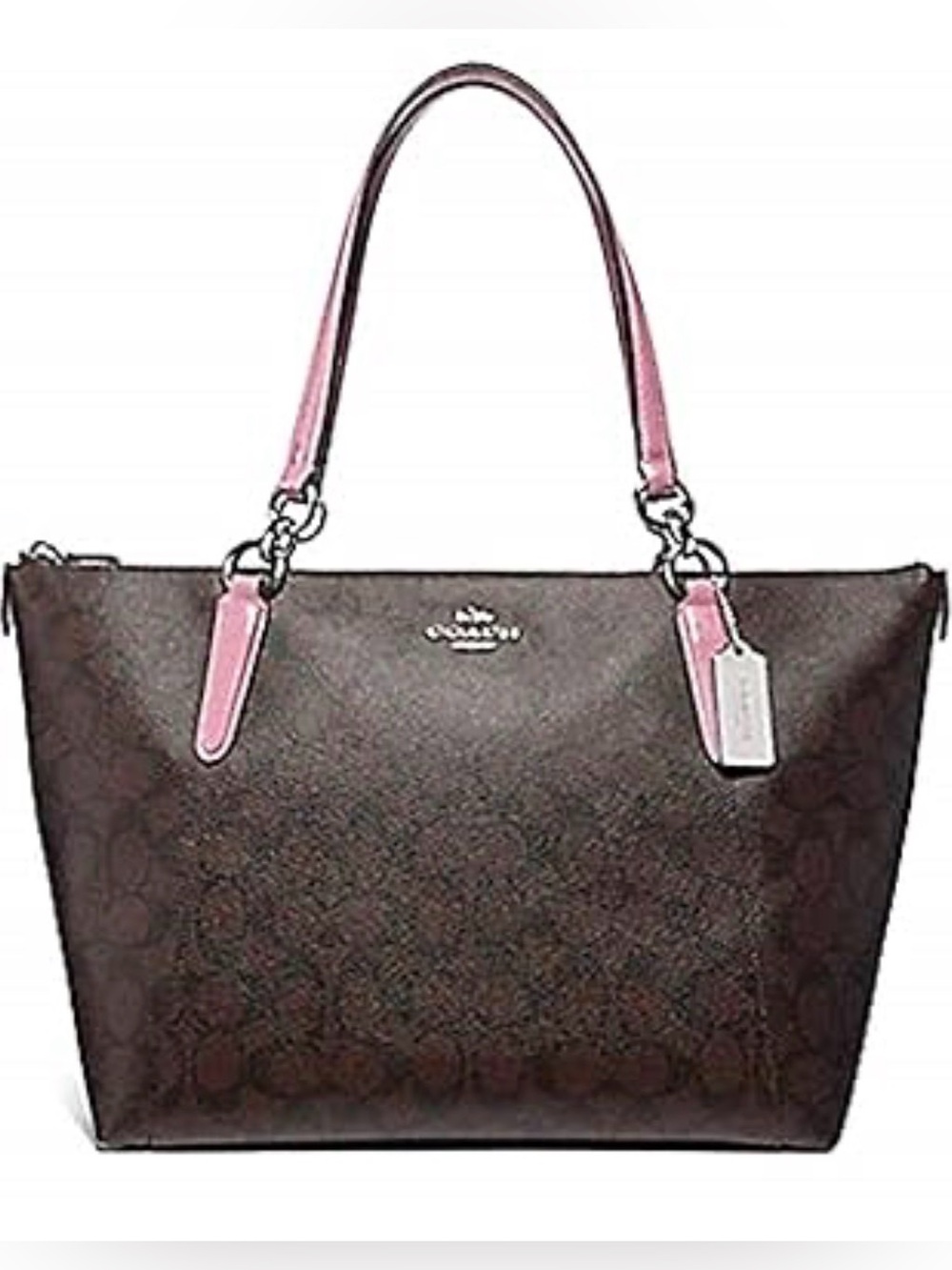 Coach Ava Monogram Tote in Brown and Dusty Rose